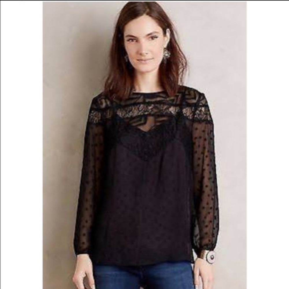 💜 HD in Paris | Anthropologie Black Polka Dots Top